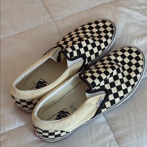 Vans Black and White Checkerboard Slip-Ons